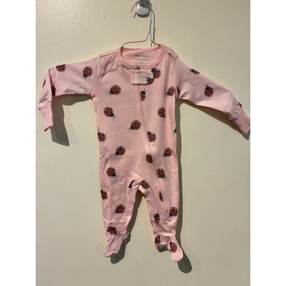 NWOT Member's Mark Pink Ladybug 100% Organic Cotton Sleeper - 3M - Picture 1 of 3